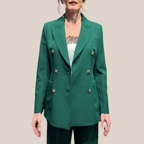 Techno Fabric Double Breasted Blazer - Green