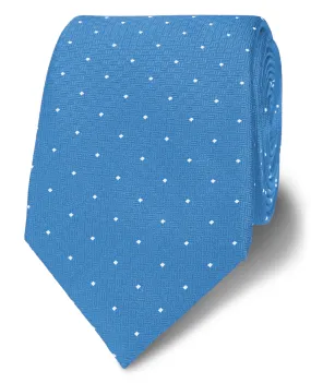 Textured Slim Blue Pin Spot Silk Tie