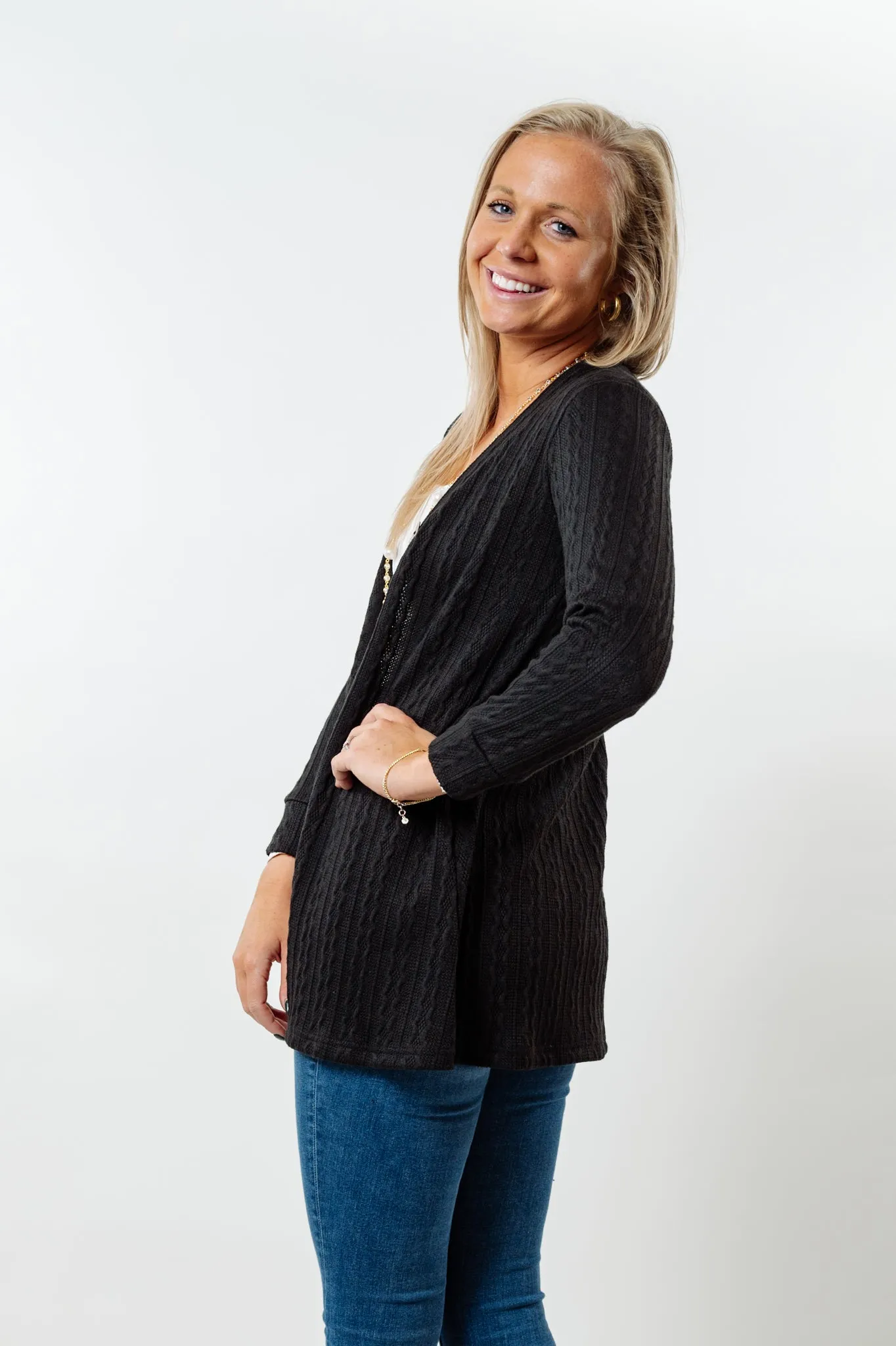 The Lolly Cable Knit Sweater in Black