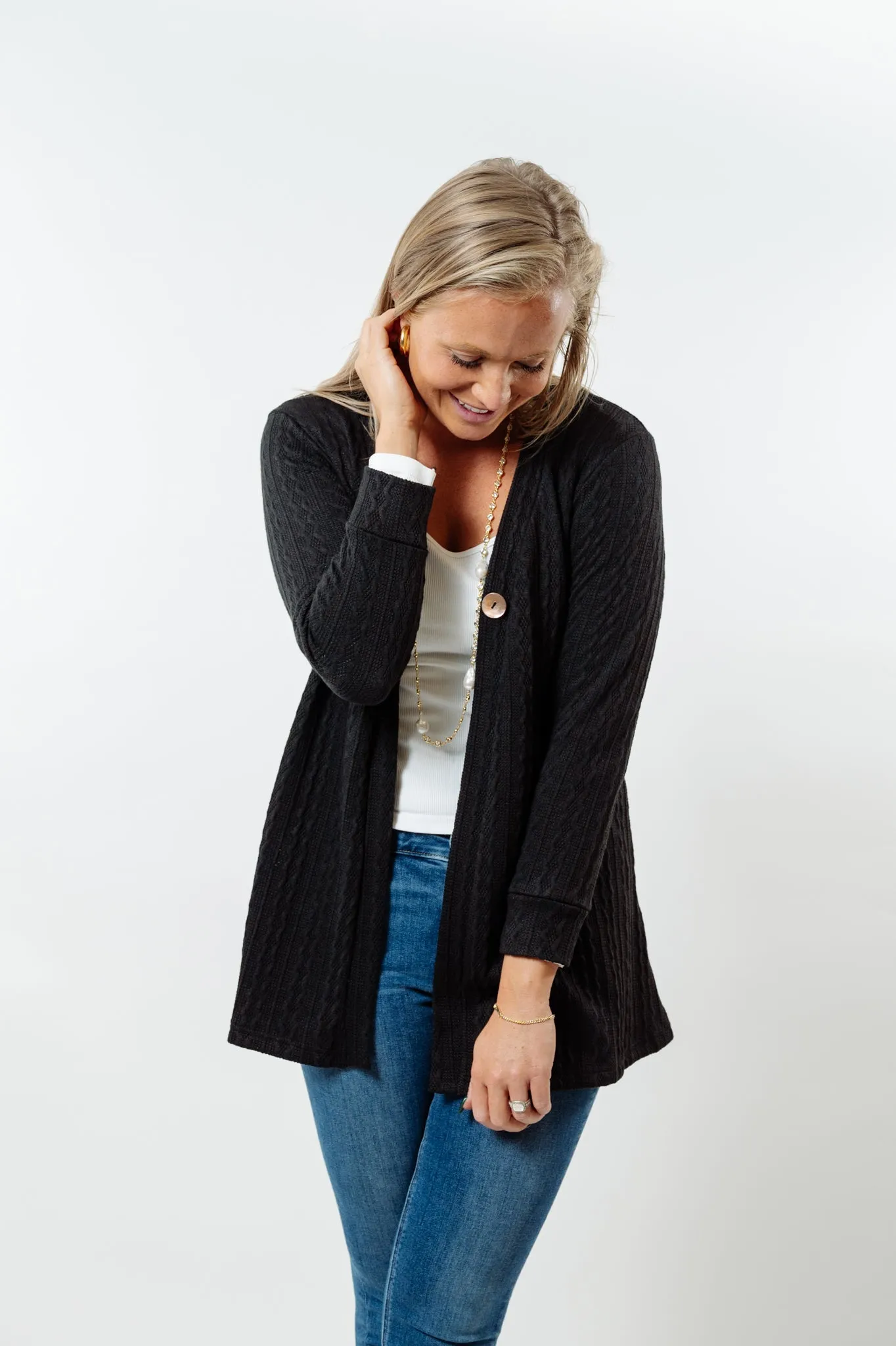 The Lolly Cable Knit Sweater in Black