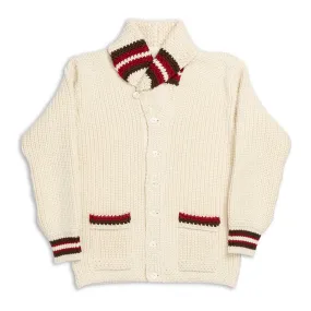 The Real McCoy's Striped Shawl Collar Cardigan Ecru