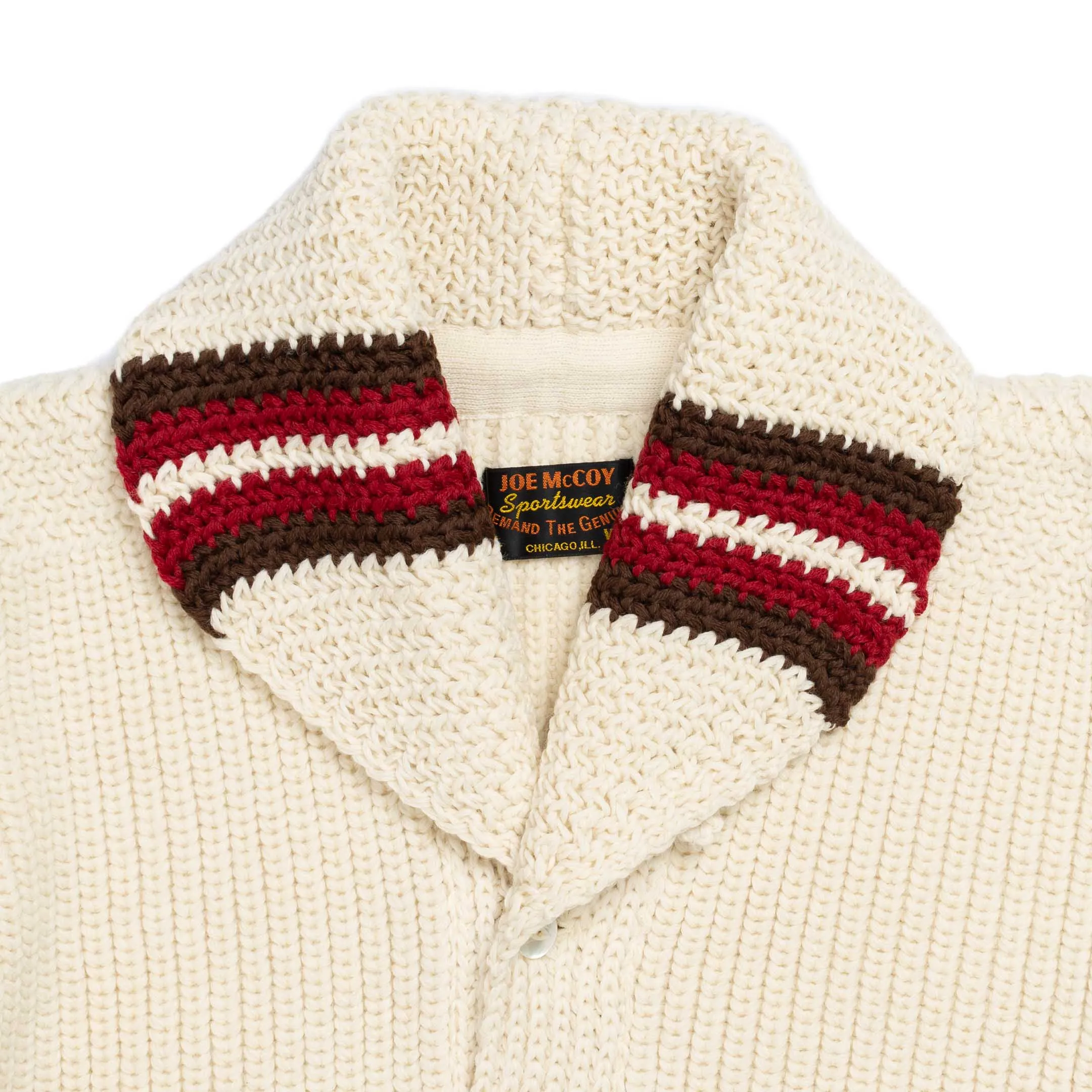 The Real McCoy's Striped Shawl Collar Cardigan Ecru