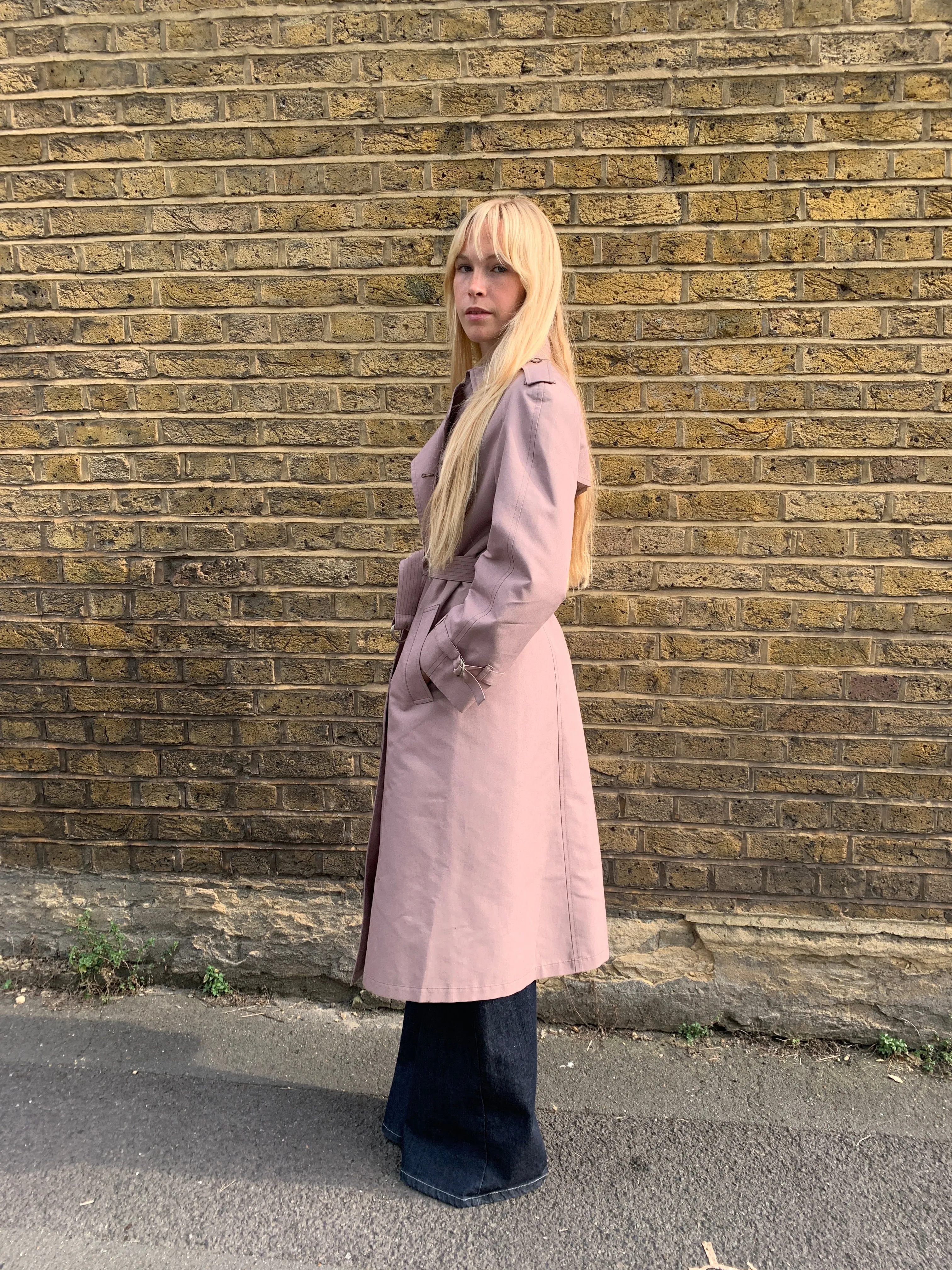 Vintage trench coat in dusky pink