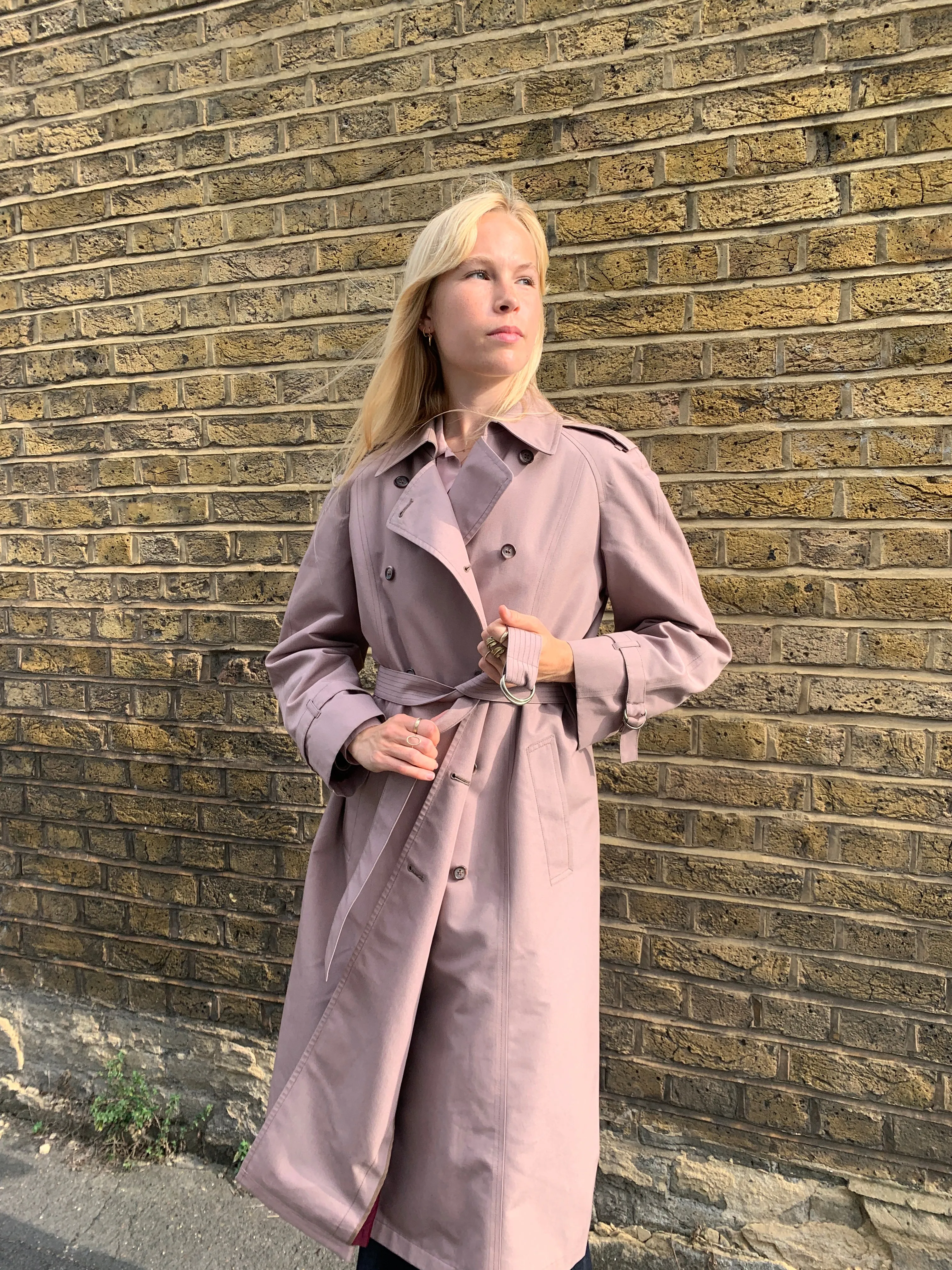 Vintage trench coat in dusky pink