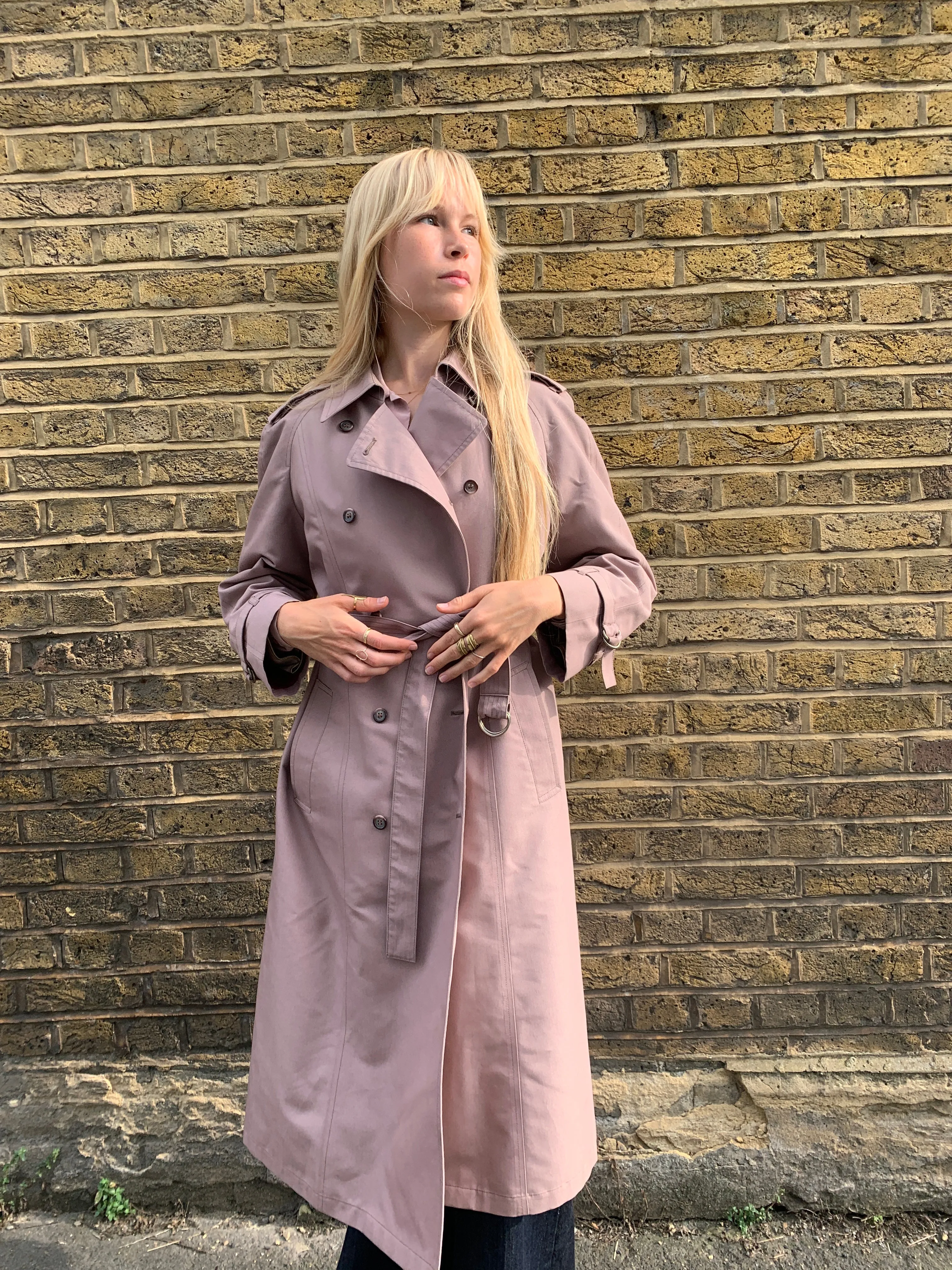 Vintage trench coat in dusky pink