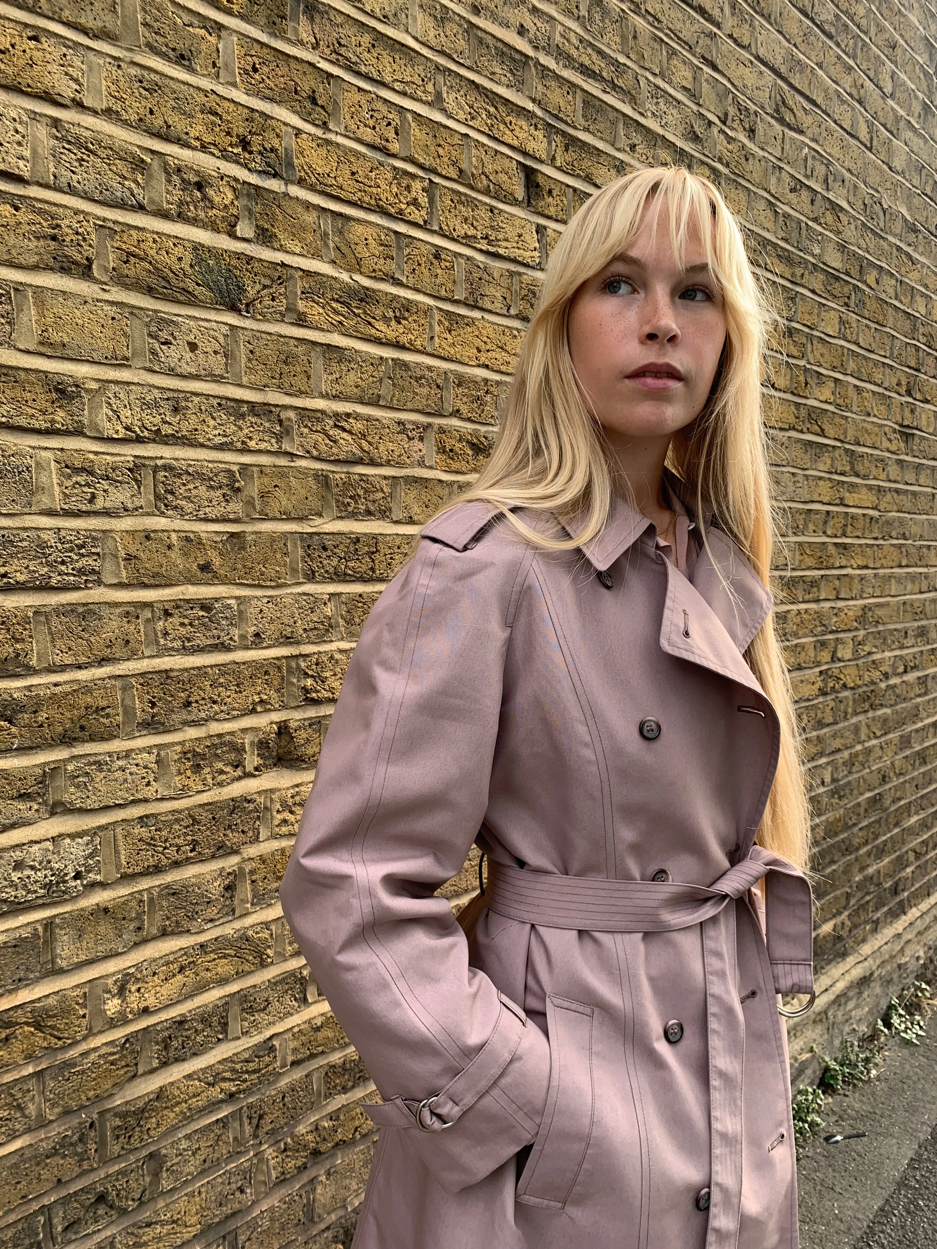 Vintage trench coat in dusky pink