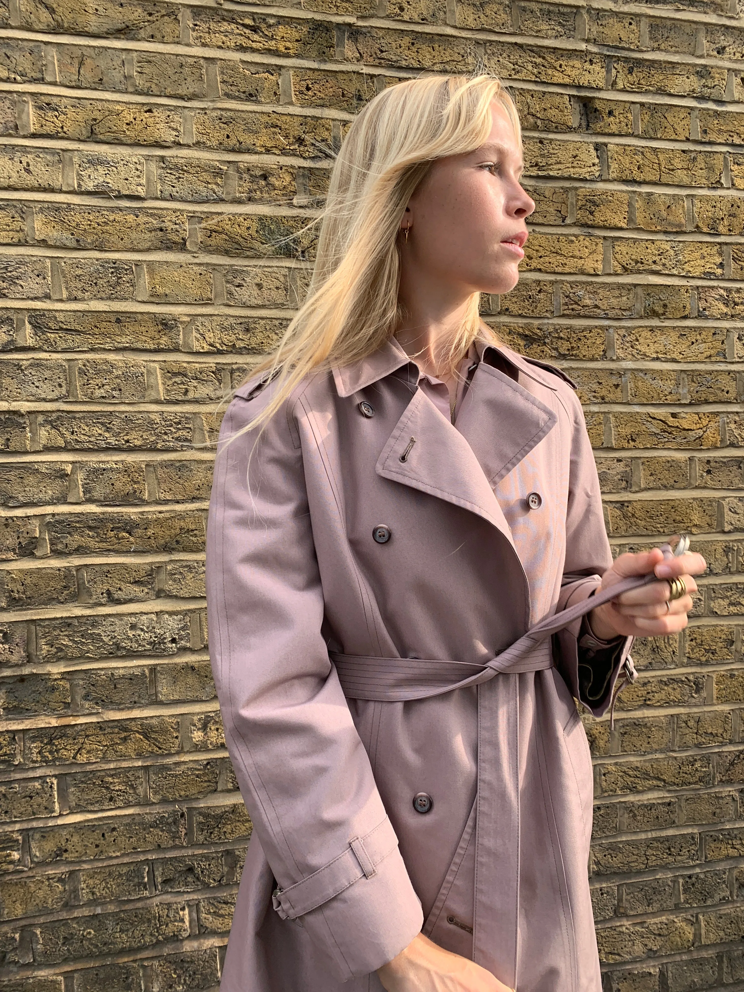 Vintage trench coat in dusky pink