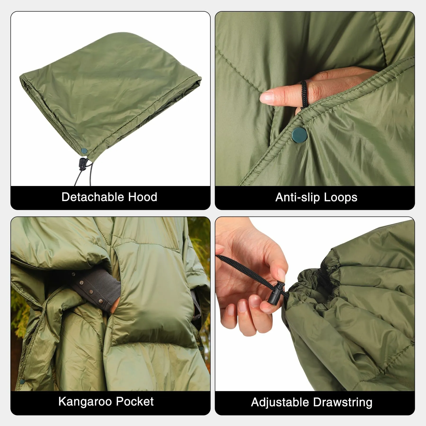 Wearable Waterproof Camping Blanket with Hood