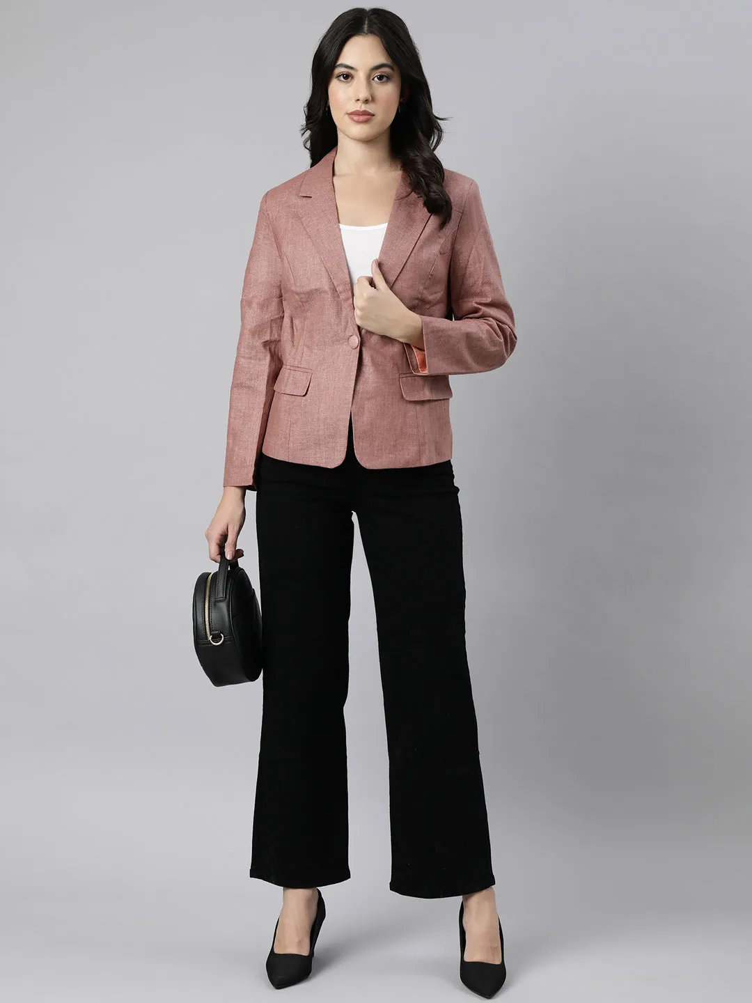 Women Brown Single-Breasted Blazer