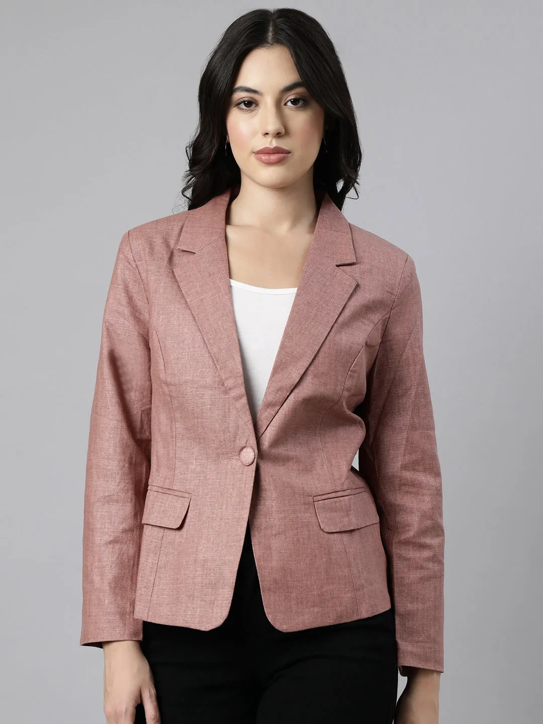 Women Brown Single-Breasted Blazer