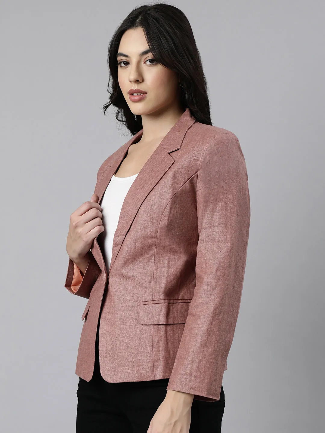 Women Brown Single-Breasted Blazer