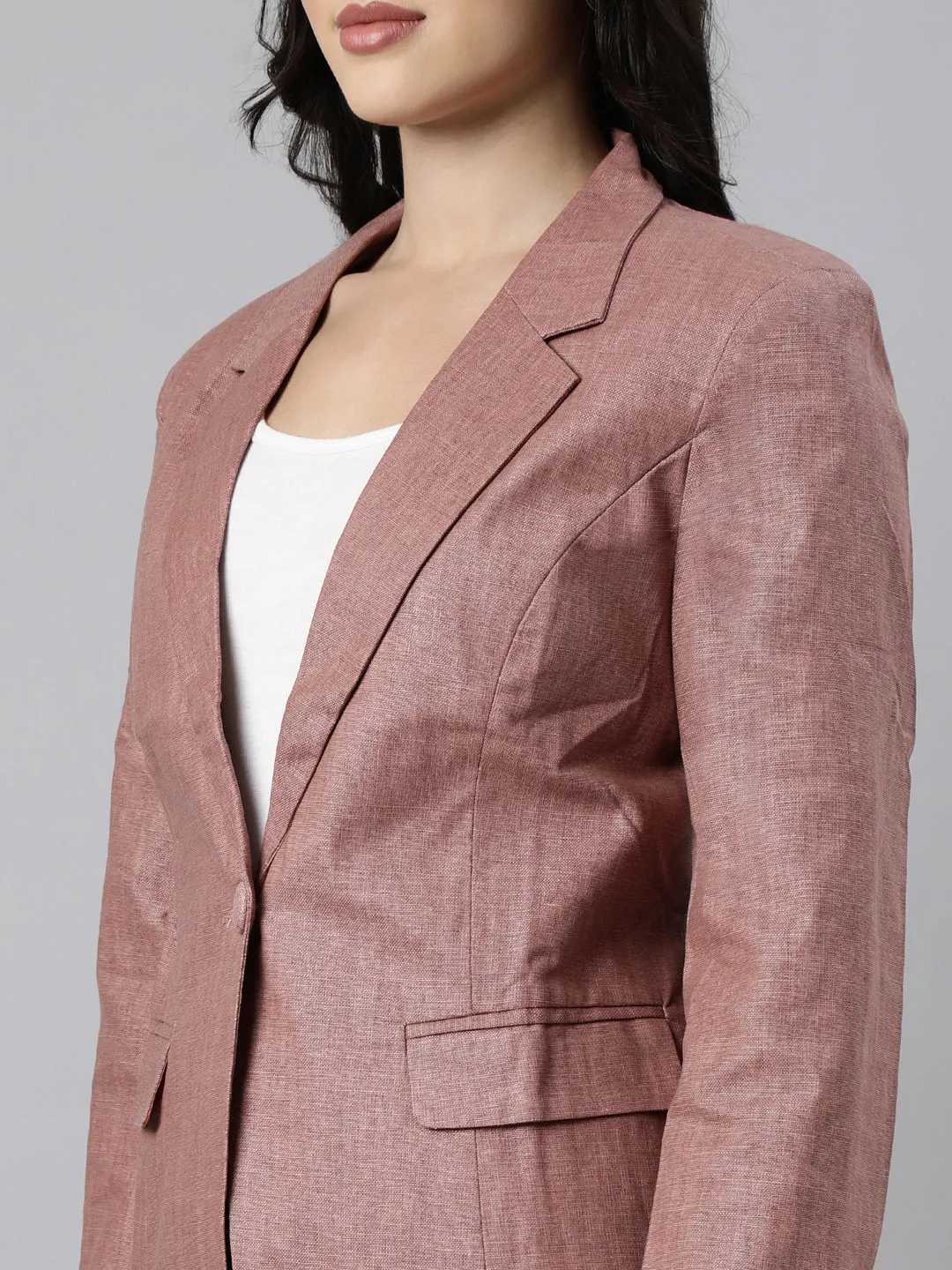 Women Brown Single-Breasted Blazer