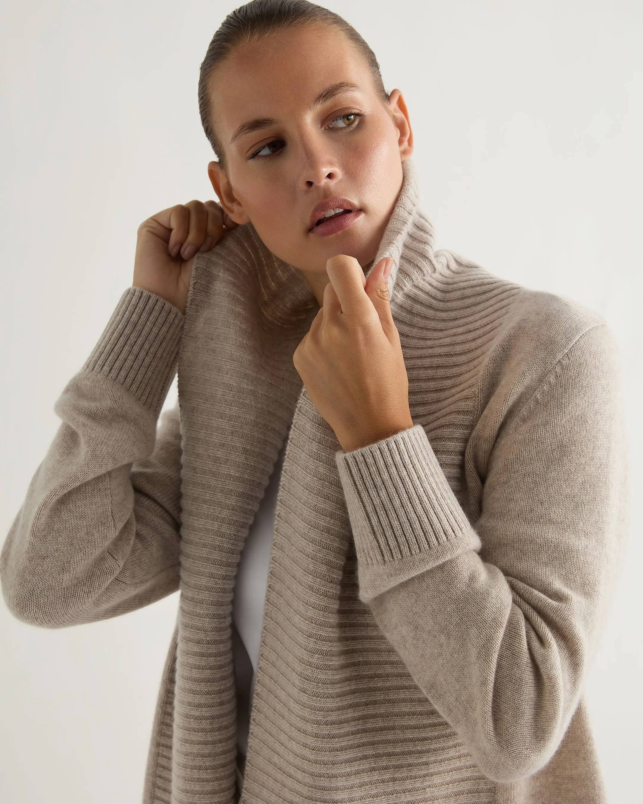 Women's Abbey Cashmere Cardigan Sand Brown