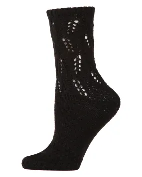 Women's Pointelle Sweater Knit Cozy Soft Crew Socks