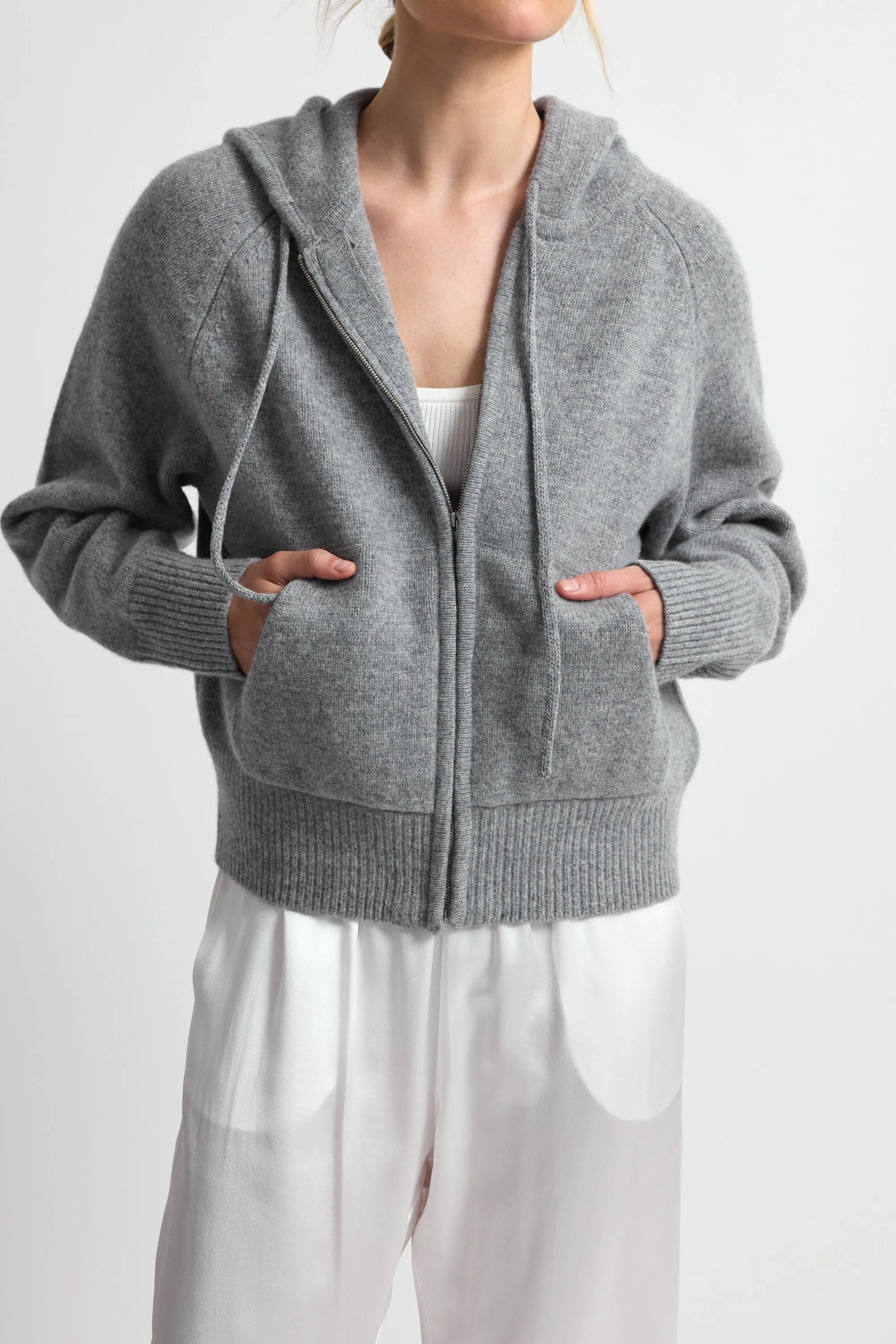 Wool Hoodie Zip Up Sweater