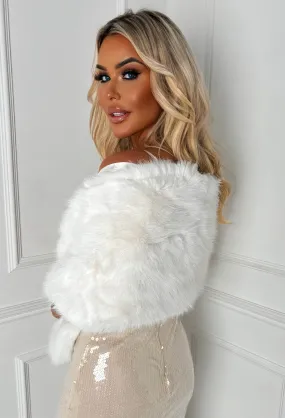 Wrapped & Ready White Faux Fur Wrap