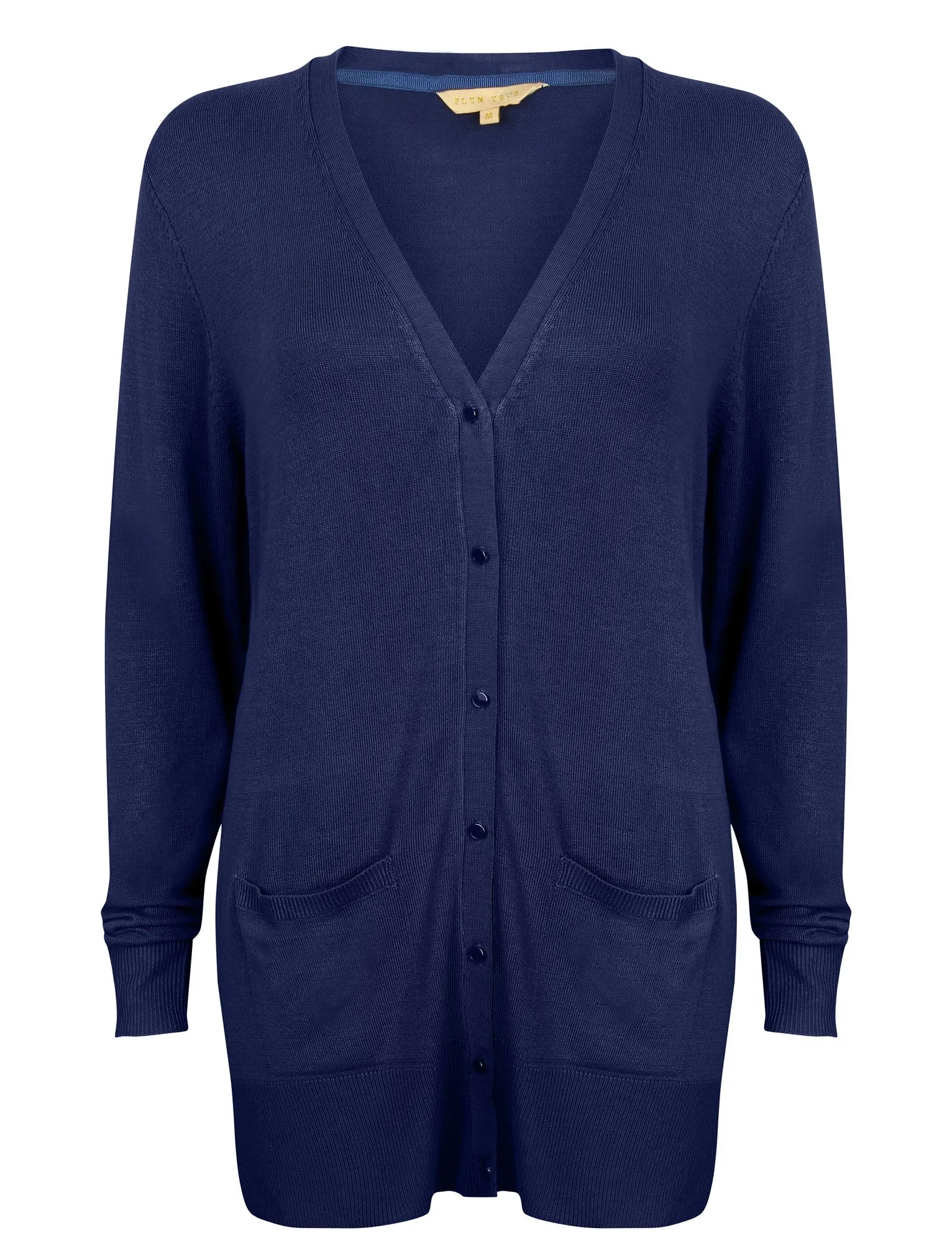 Wycliffe Button Up Cardigan in Blue Depths - Plum Tree