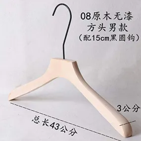 Xyijia Hanger (10Pcs/ Lot Wood Hanger Clothing Shop High-Grade Wood Color Without Paint Natural Color Anti-Slip with Black Round Hook