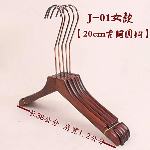 Xyijia Hanger (10Pcs/ Lot Wood Hanger Clothing Store Retro Wooden Clothes Support Pants Rack with Bronze Long Round Hook