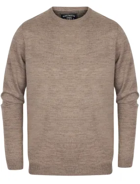 Zouma Wool Blend Crew Neck Jumper In Taupe Marl - Kensington Eastside